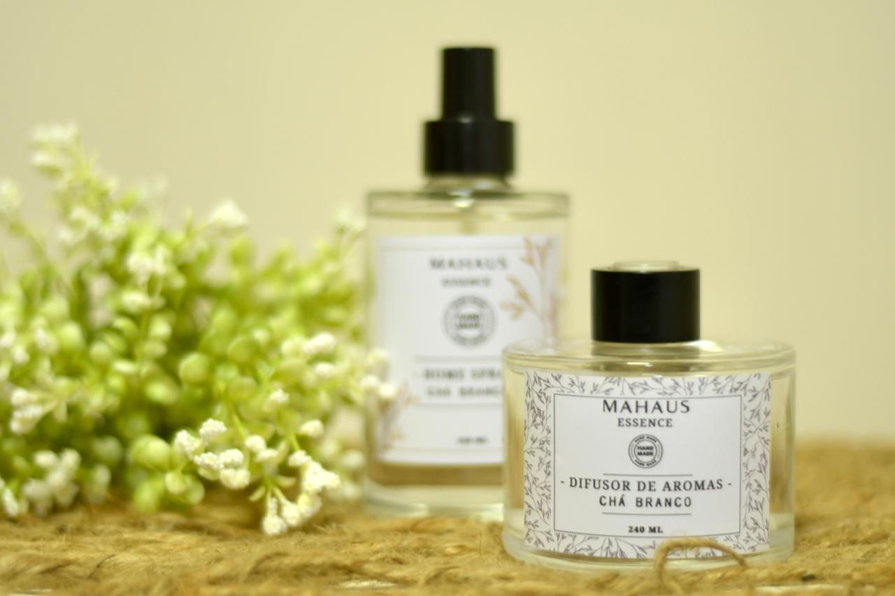 Kit Home Spray e Difusor VIDRO Chá Branco