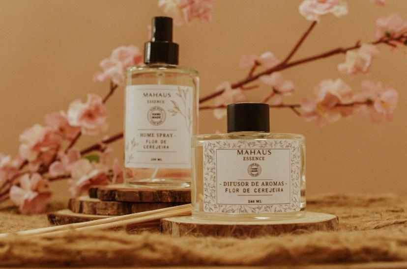 Kit Home Spray e Difusor VIDRO Flor de Cerejeira