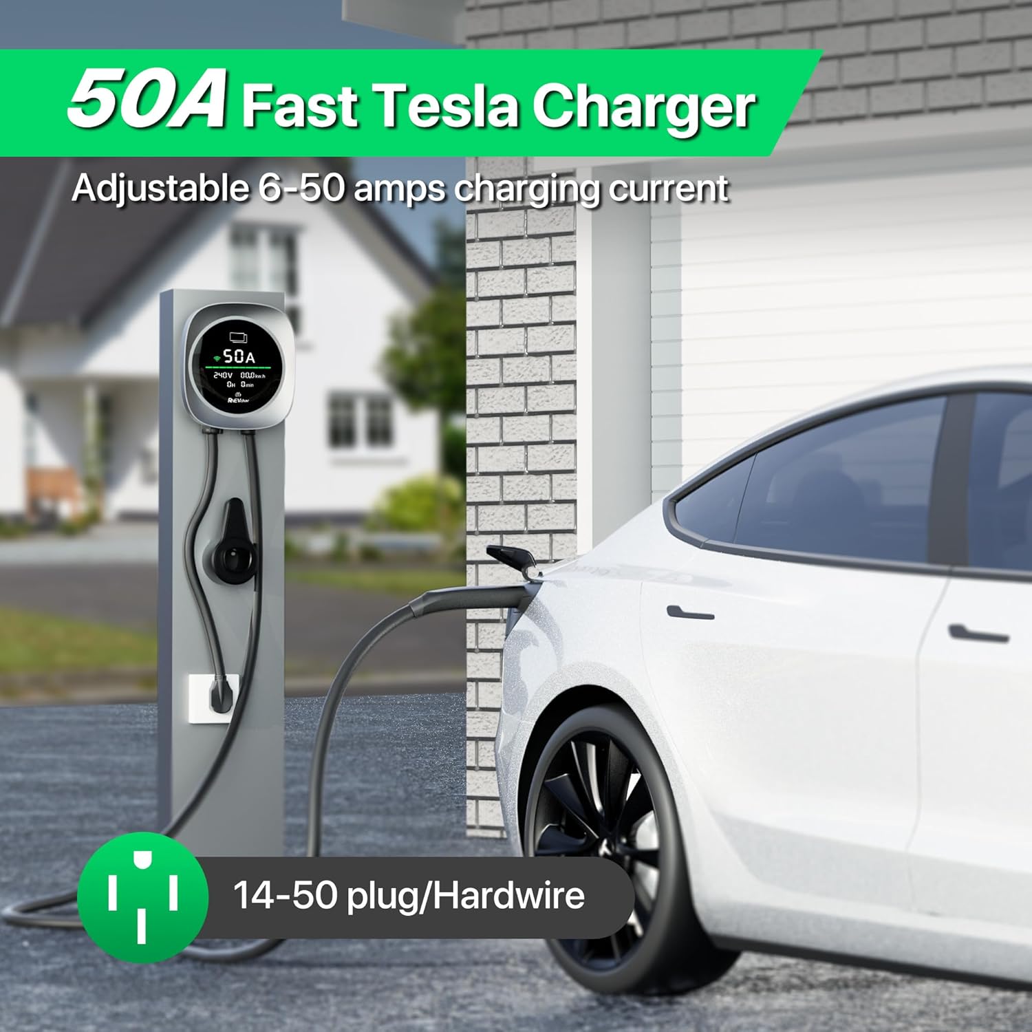 RhEVchar 50A Level 2 Tesla EV Charger with NACS Connector