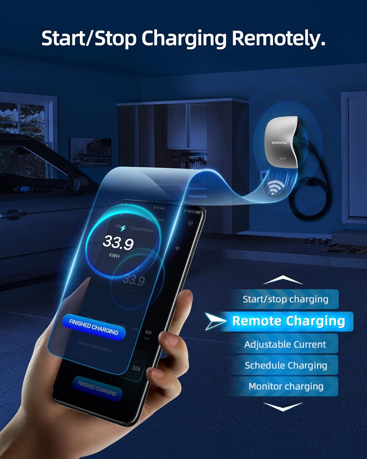 ShockFlo S1 Level 2 EV Charger (48A), NEMA 14-50 Plug or Hardwired EV Chargin...