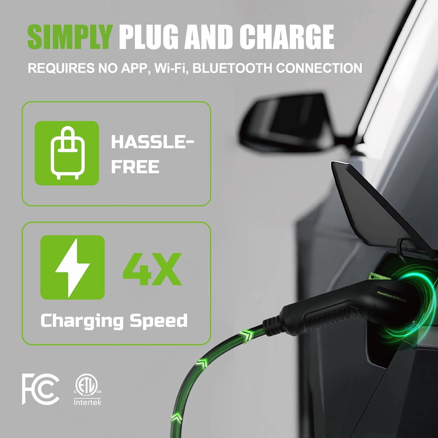 EVMaster Level 1 + 2 EV Charger, 18FT 16Amp 240Volt Electric Vehicle Portable Charger