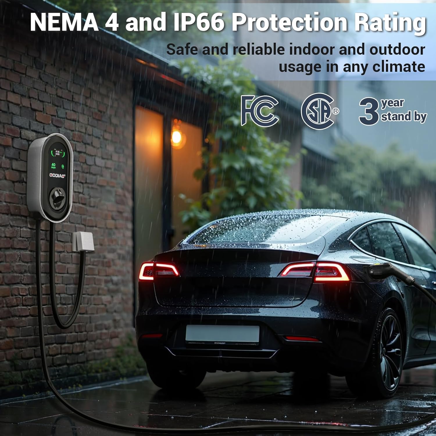 GODIAG Home Level 2 EV Charger, 40Amp, 9.6kw 240V, 25FT