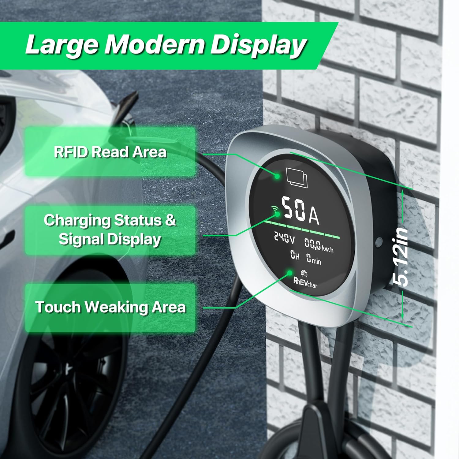 RhEVchar 50A Level 2 Tesla EV Charger with NACS Connector