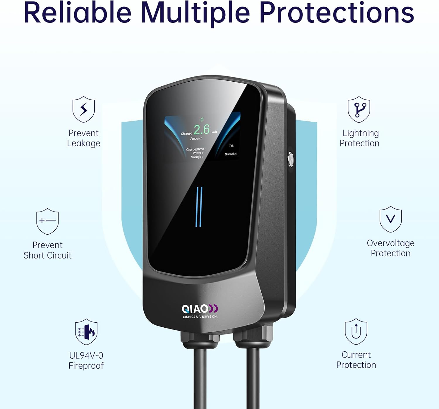 QIAO Level 2 EV Charger, Fast EV Charging Up to 40A & Q21 NEMA 14-50 Plug