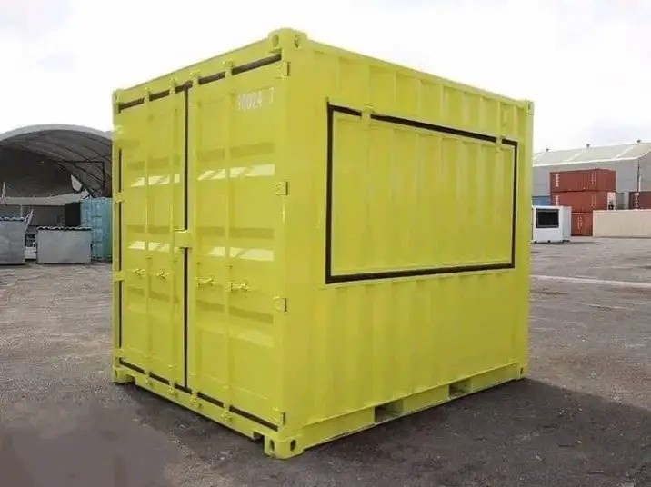 Yellow Shipping Container Kiosk