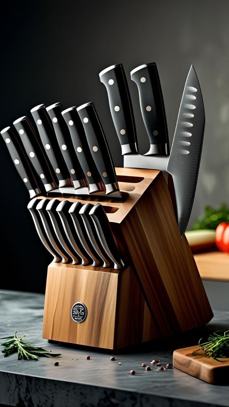 Premium Knife Set with Wooden Block