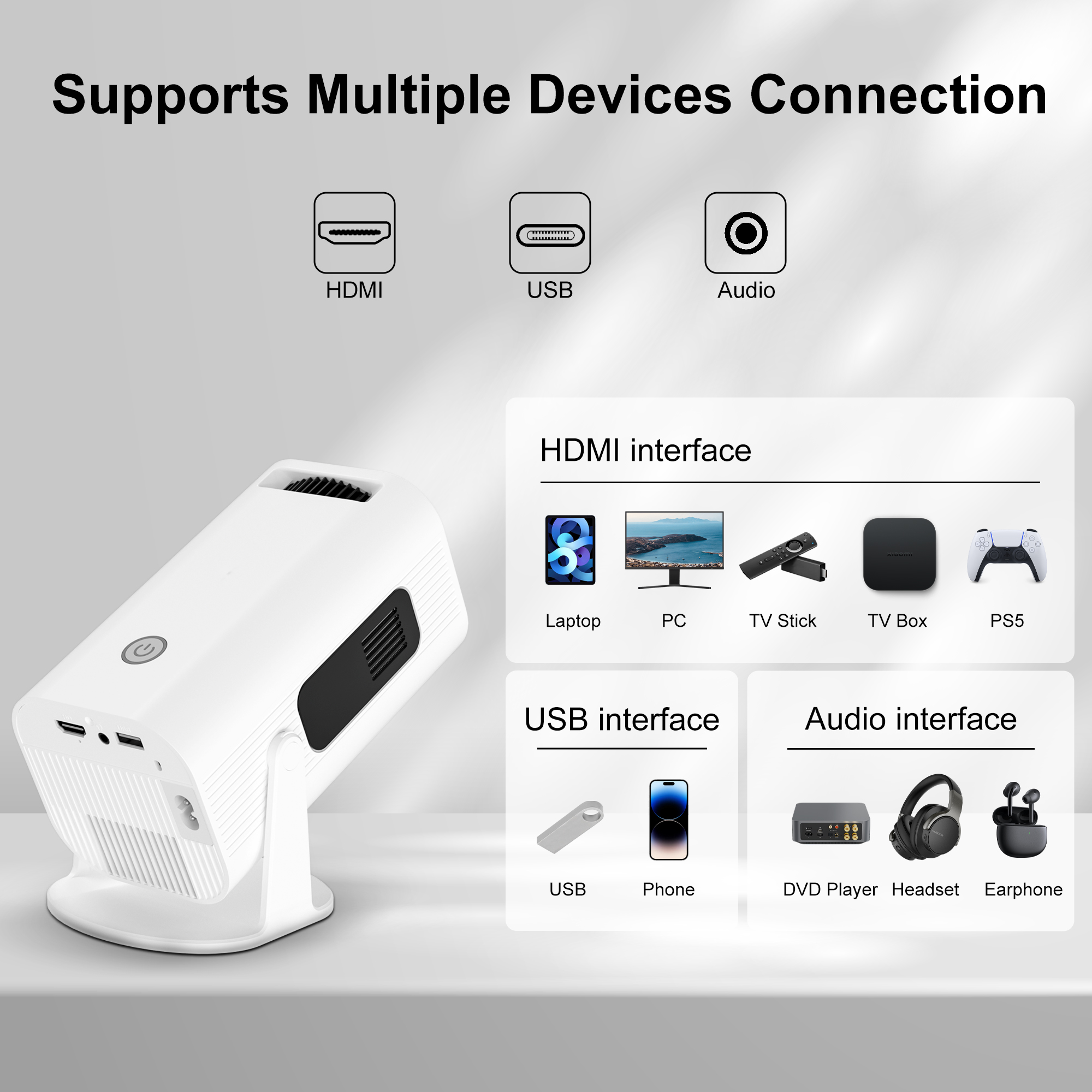 P330 Mini Projector – Android 11, 1080P Full HD, 280-300 ANSI Lumens, WiFi 6 & Bluetooth 5.0, Portable Home Cinema