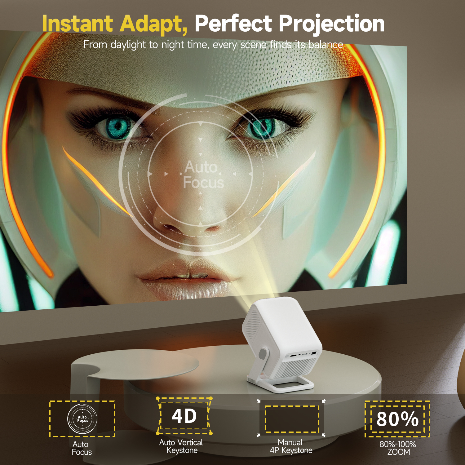 Magcubic HY310X DLP Projector 1080P Full HD, 420 ANSI Lumens, 16:9 Aspect Ratio, Bluetooth 5.2, HDMI & USB, Wireless Wi-Fi, Auto Focus