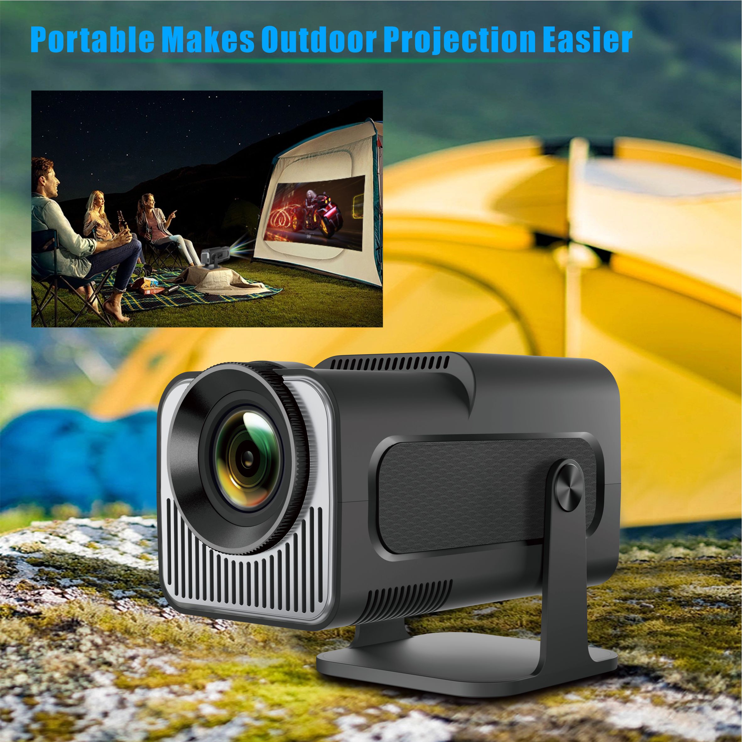 HY320 Mini Projector – 1080P Full HD, 4K Support, 300 ANSI Lumens, Android 11, WiFi 6, Bluetooth 5.0, Portable Smart Projector