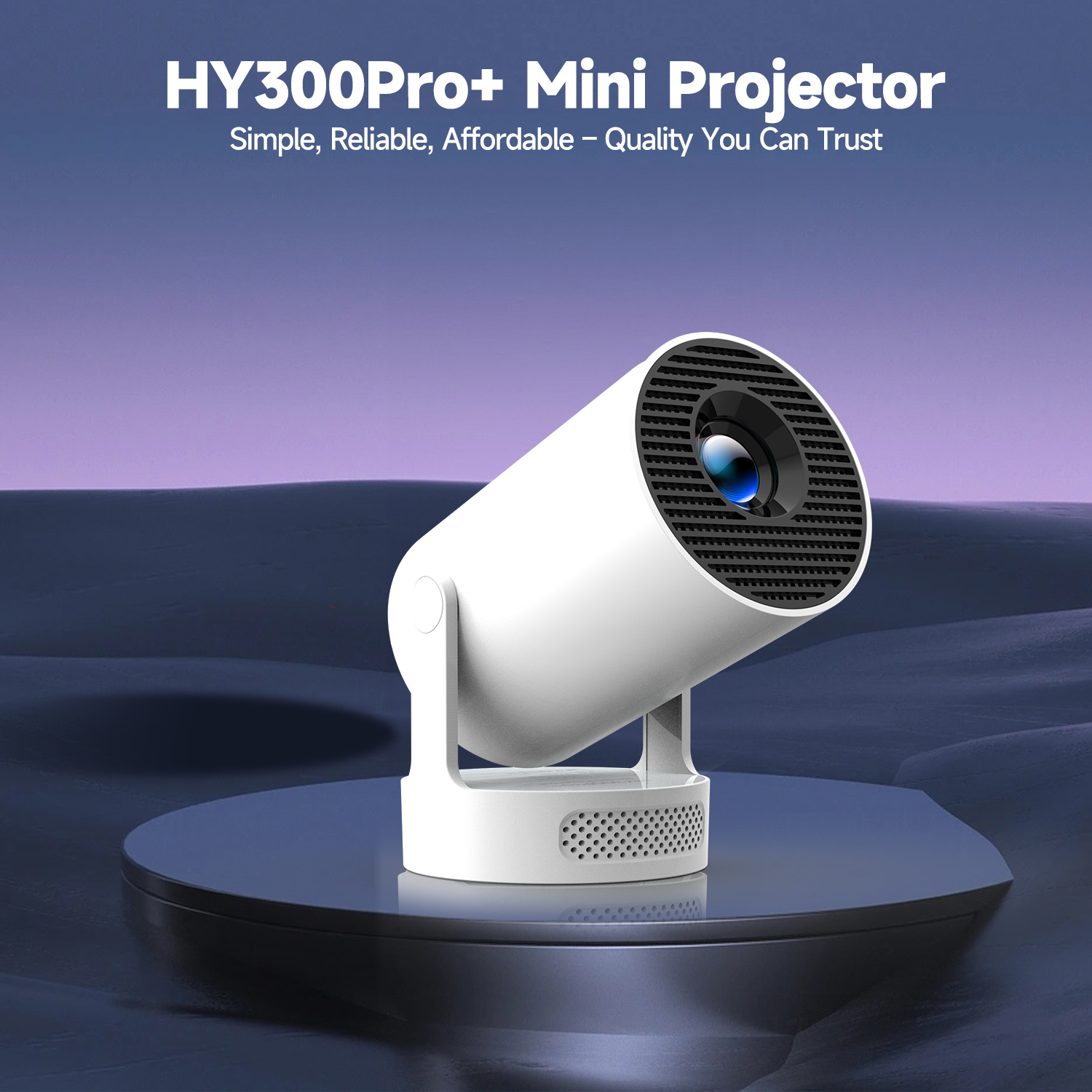 “HY300 Pro+ 4K-Supported Mini Projector with 5 W Speaker — Android 11, WiFi 6 & BT, 8000 Lumens, Built-in Sound”
