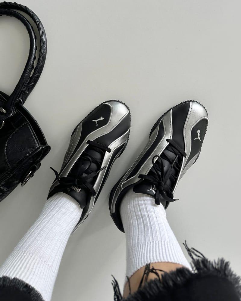 Puma Black and Silver Sneakers
