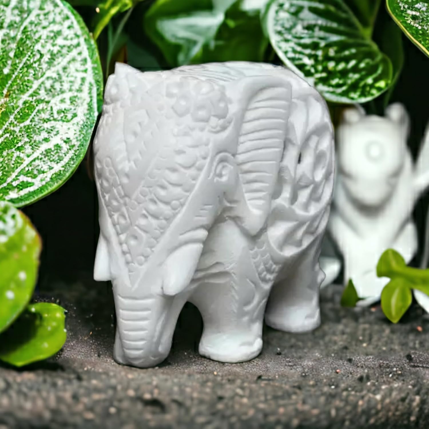 Handcrafted Marble Elephant Figurine 8 cm