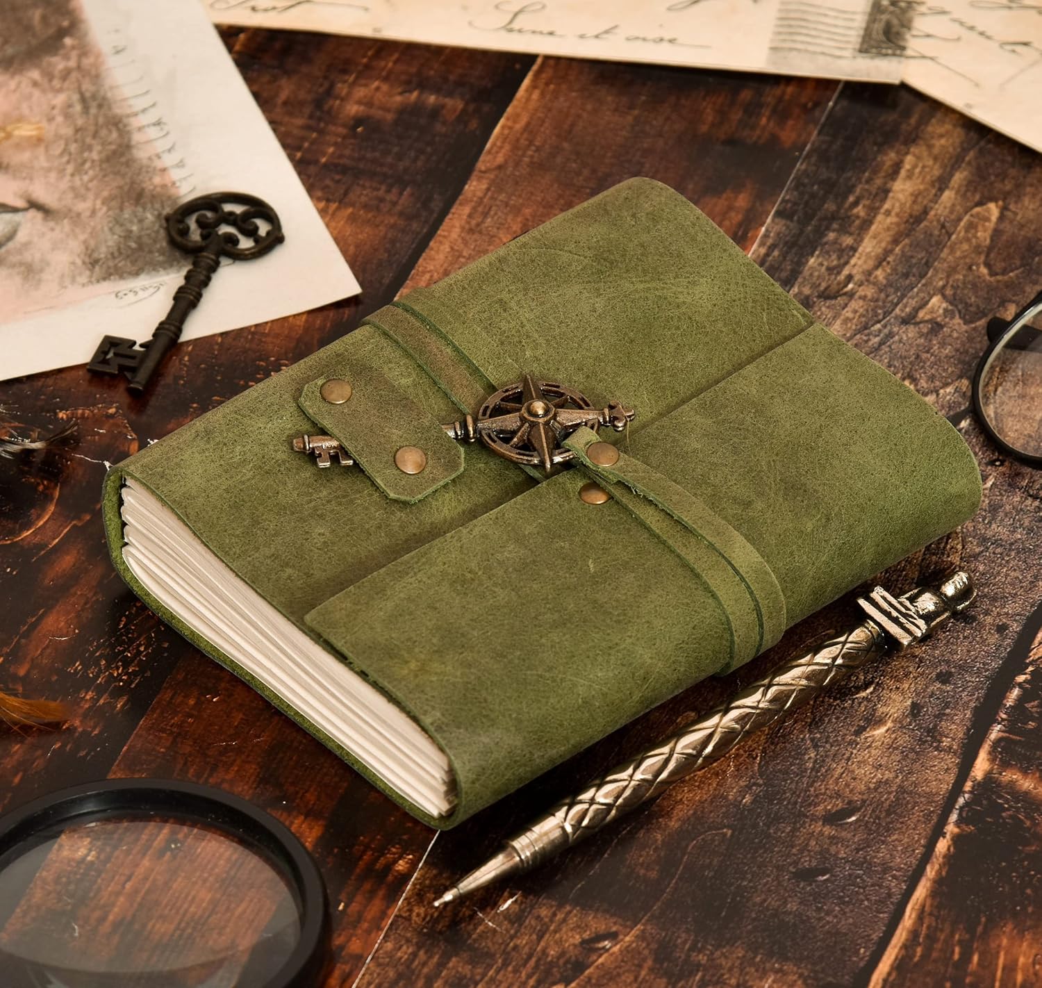 Vintage Green Leather Journal