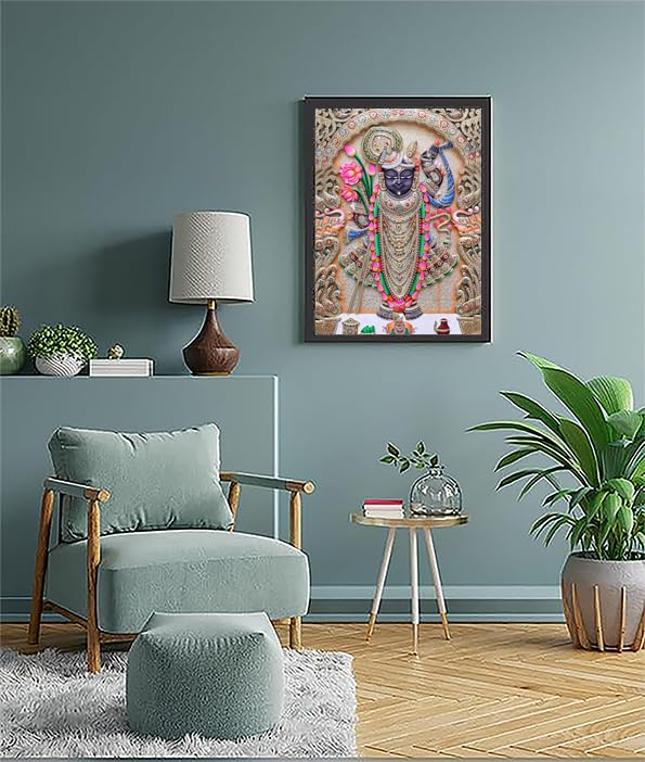 Decorative wooden Embossed shreenathji Wall Art 10X14 Inch