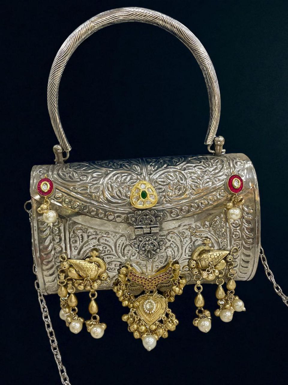 Handcrafted Silver Ornate bag