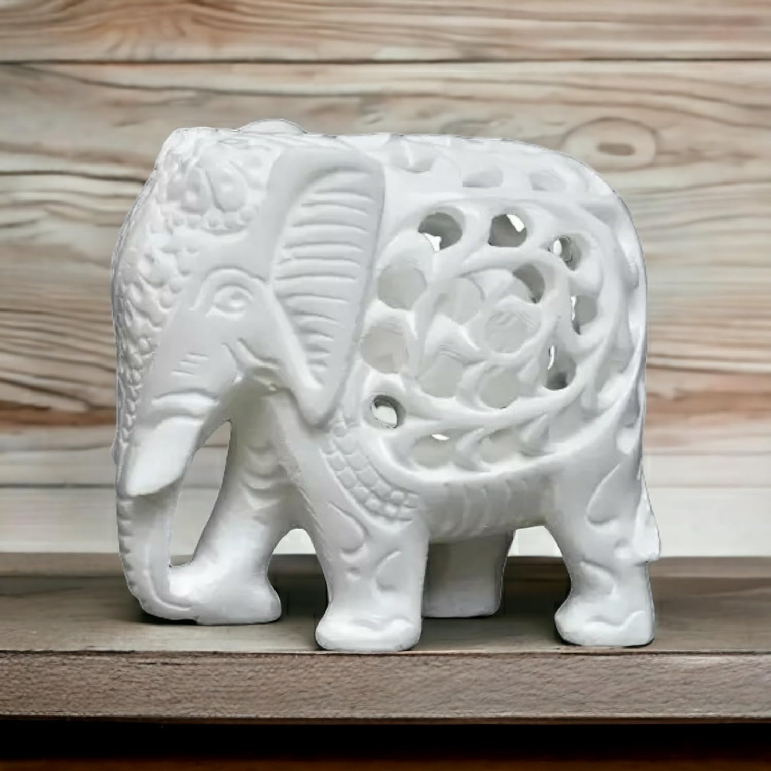 Handcrafted Marble Elephant Figurine 8 cm