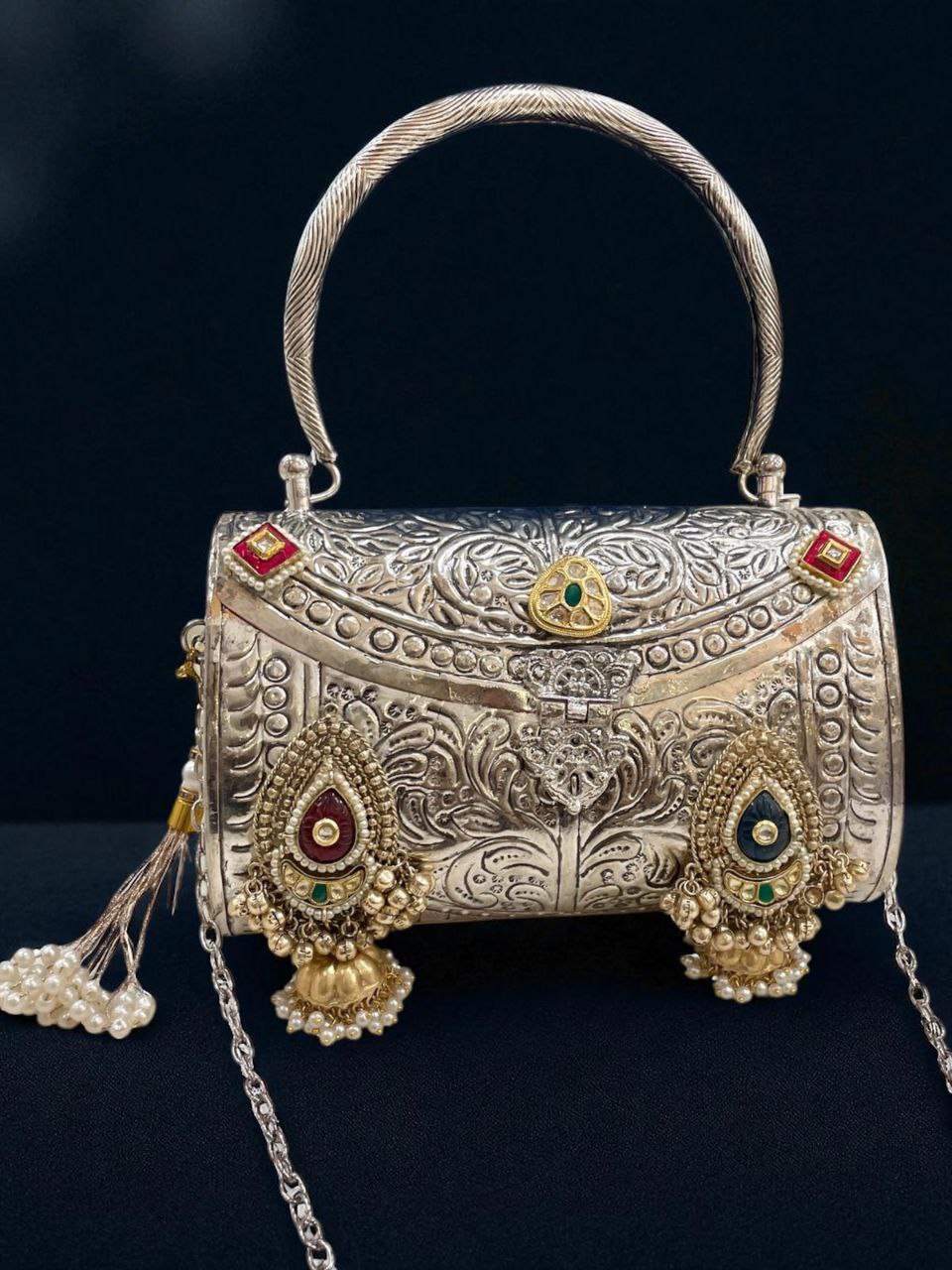 Handcrafted Silver Ornate bag