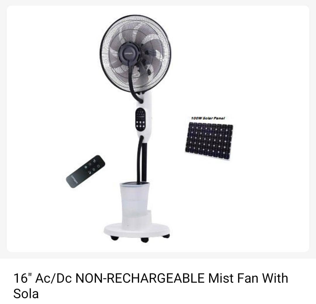 16-inch AC/DC Non-Rechargeable Mist Fan with Solar Panel (Qasa)
