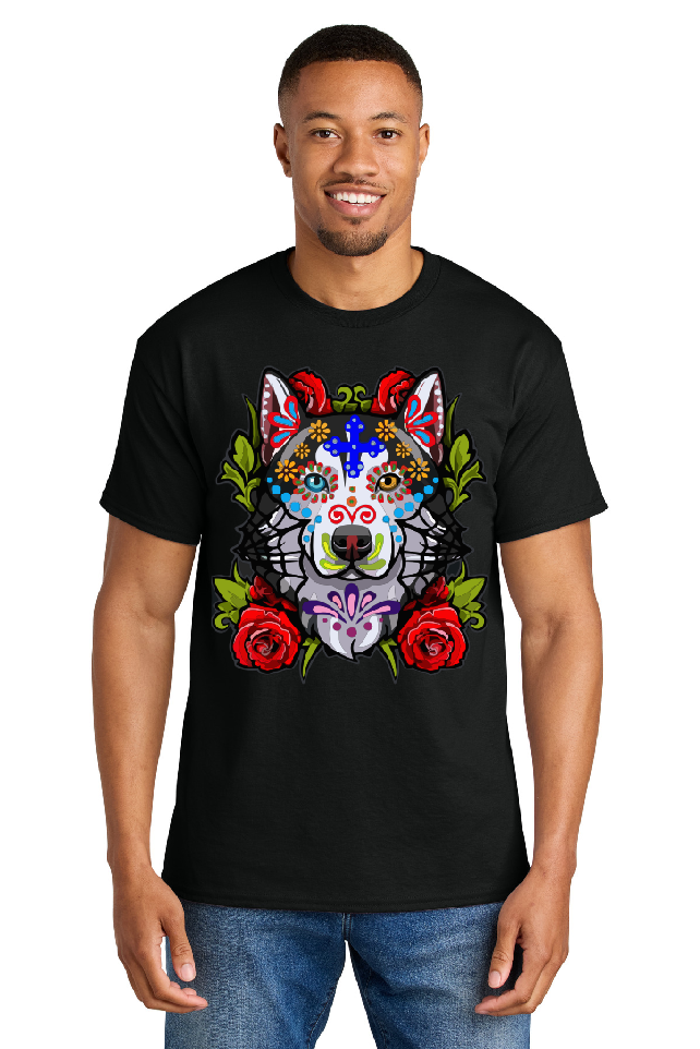 Sugar Skull Husky Graphic T-Shirt