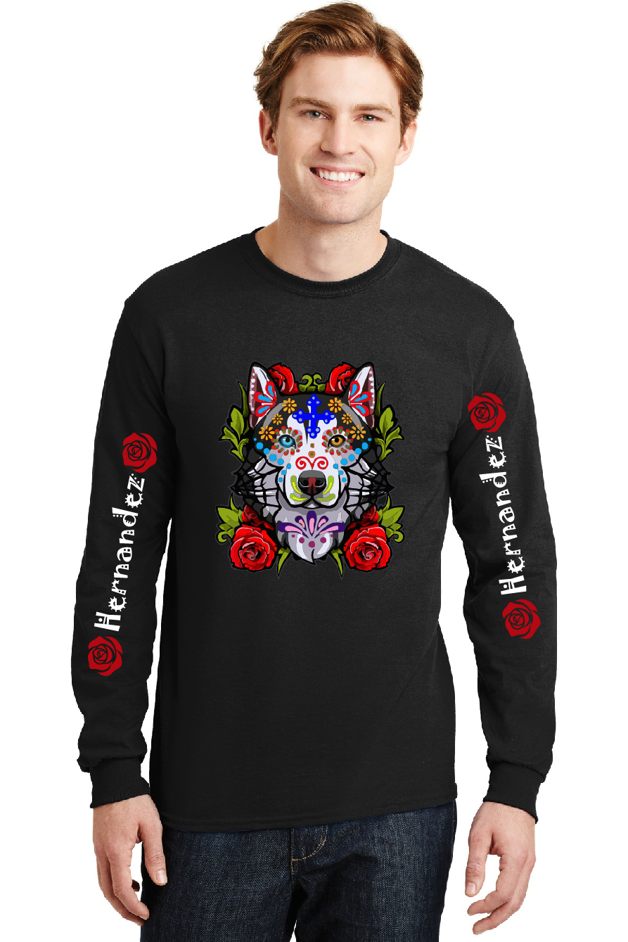 Sugar Skull Husky Long Sleeve Shirt - Gildan® Heavy Cotton™ 100% Cotton Long Sleeve T-Shirt 5400