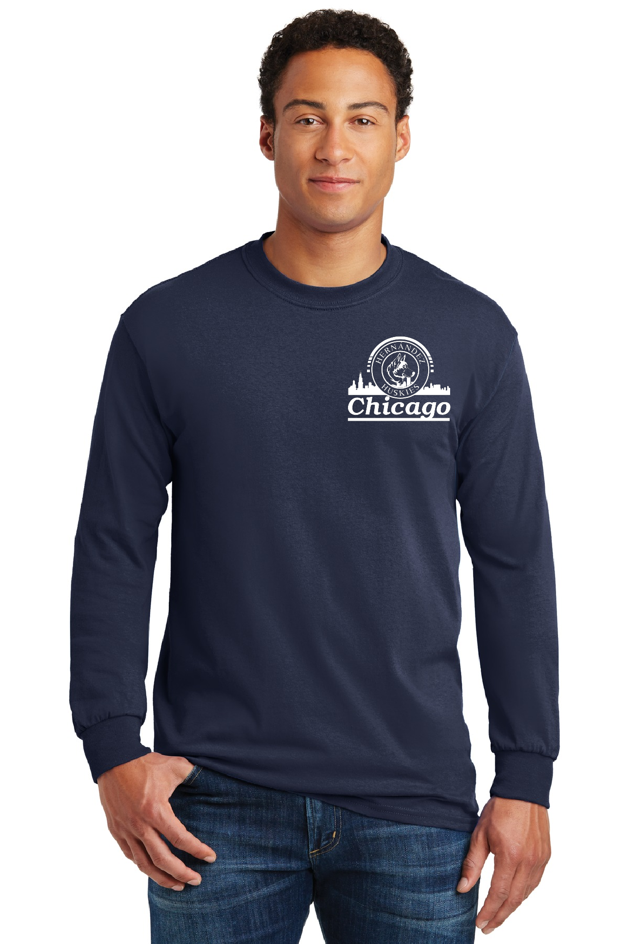 Left Chest - Chicago Skyline Long Sleeve Shirt
