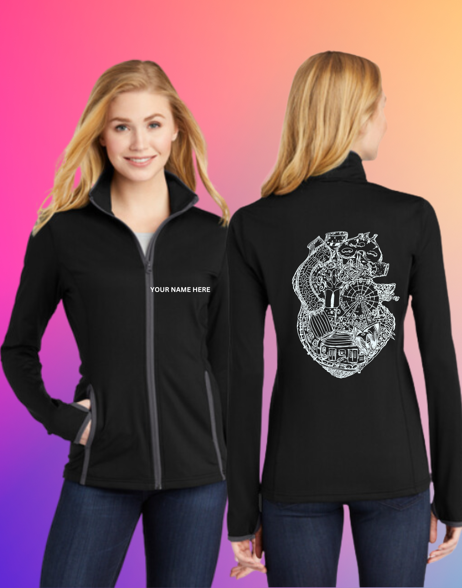 Custom Embroidered Black Zip Jacket - LST853 - Black Charcoal Grey