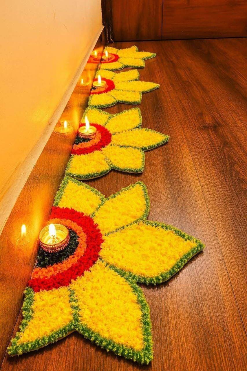 Festive Half-Flower Doorway/Hallway Mat