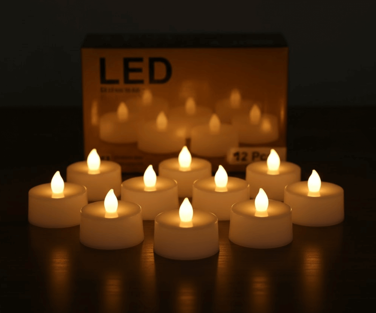 Flameless LED Tea Light Candles (Pack of 12)