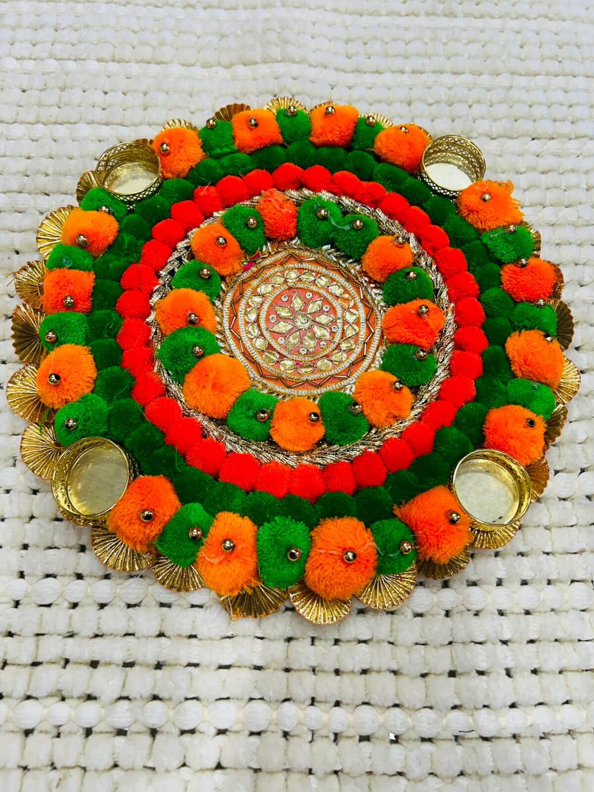Traditional Pompom Rangoli Diya Plate