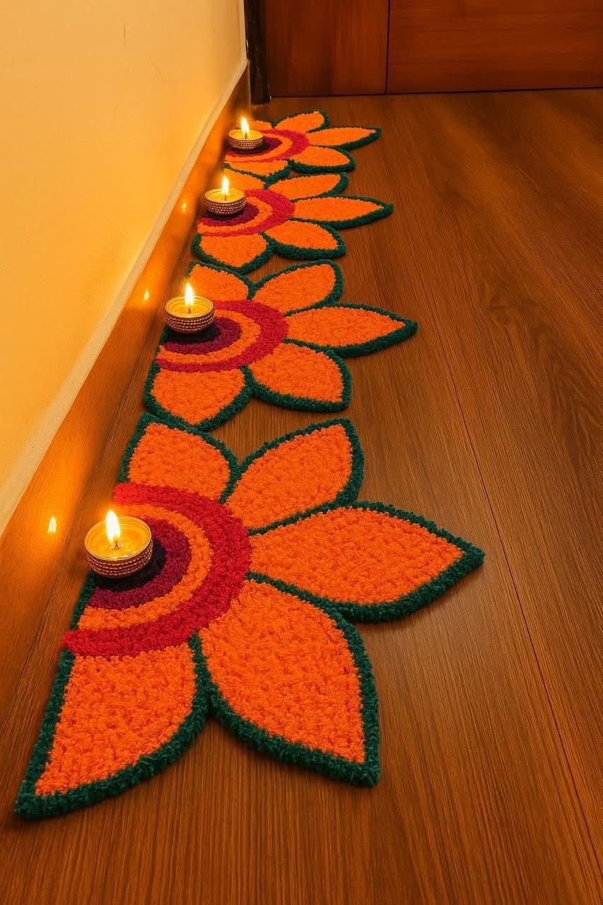 Festive Half-Flower Doorway/Hallway Mat