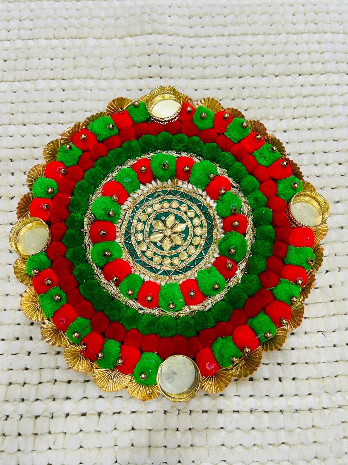Traditional Pompom Rangoli Diya Plate