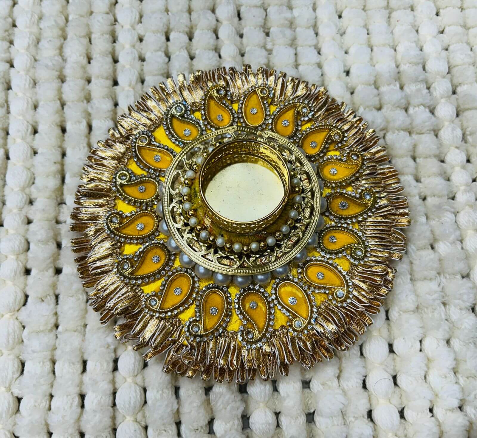 Royal Gold & Yellow Diya / Tea Light Holder