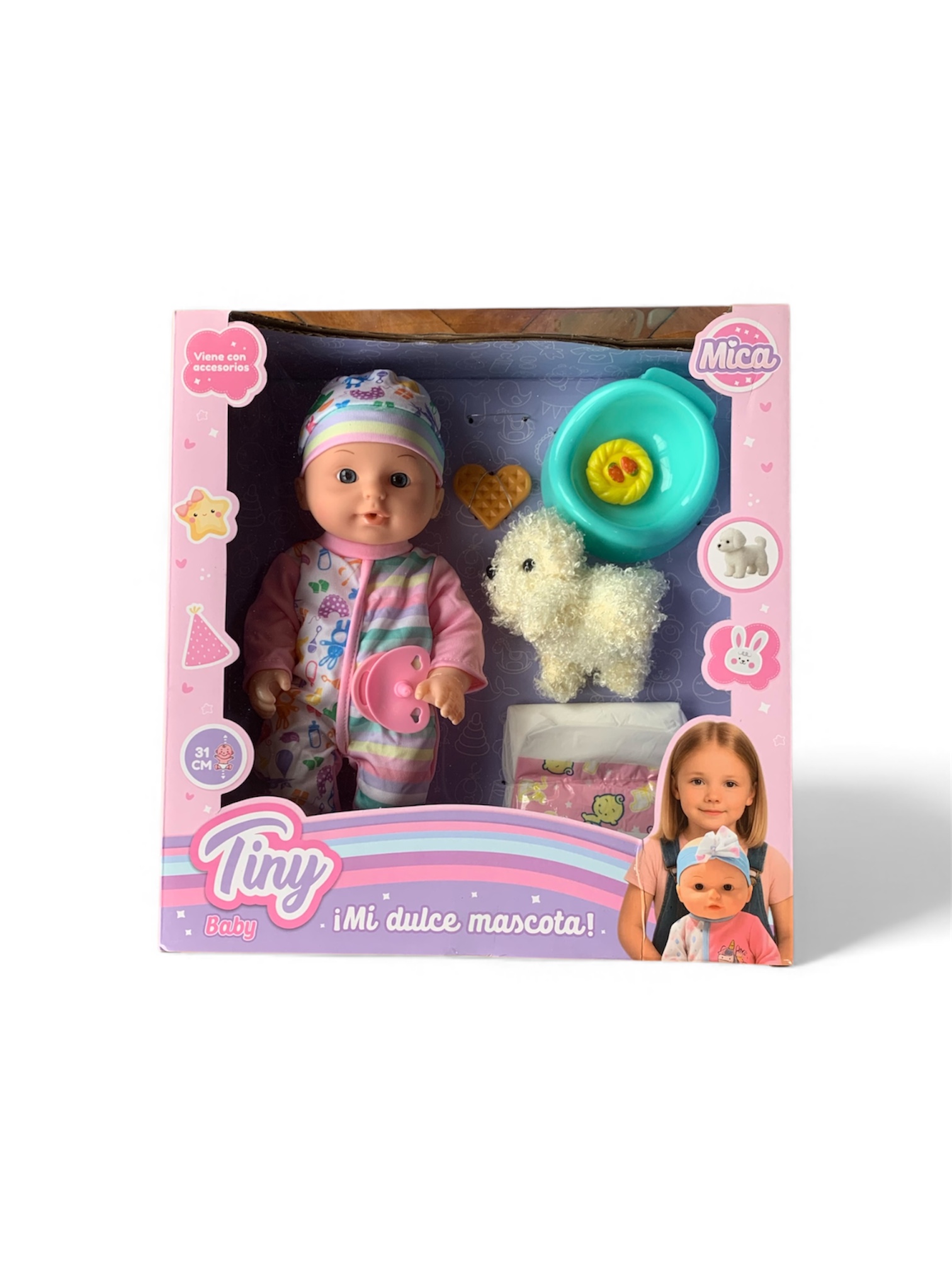 Set de muñeca tiny con mascota hora de jugar