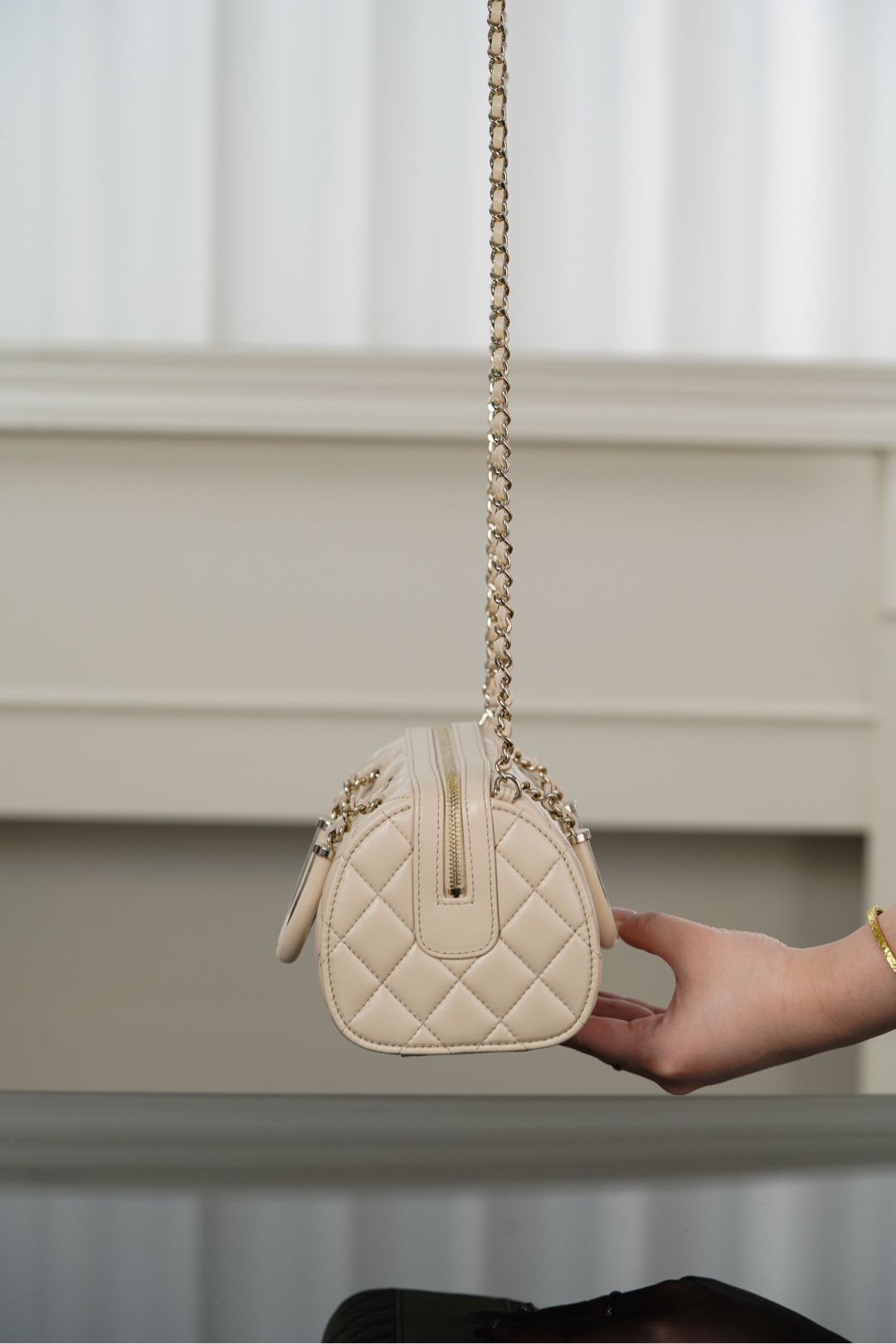 Chanel 25C Bowling Bag Quilted Leather Handbag