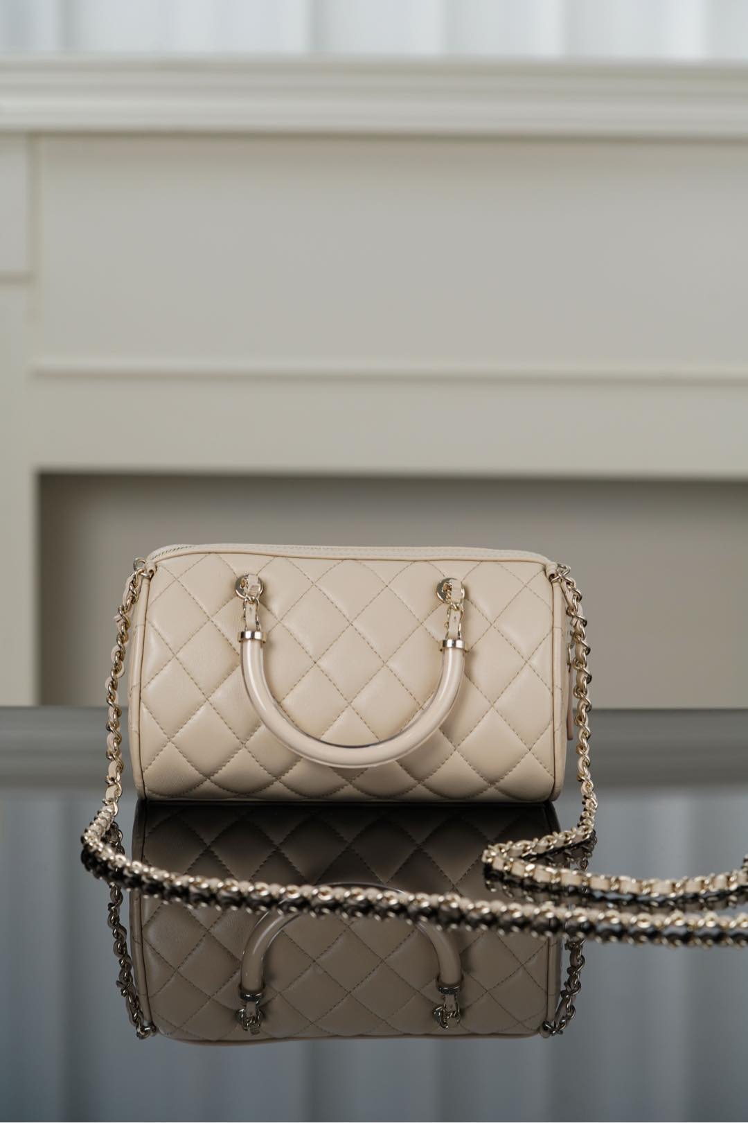 Chanel 25C Bowling Bag Quilted Leather Handbag