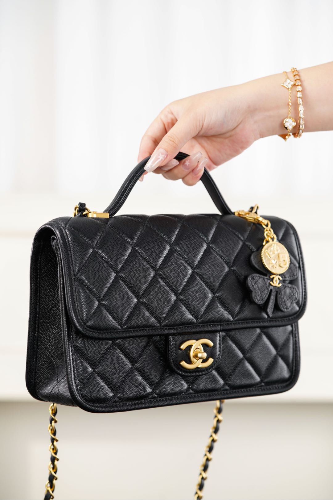 Chanel Quilted Black Leather Handbag