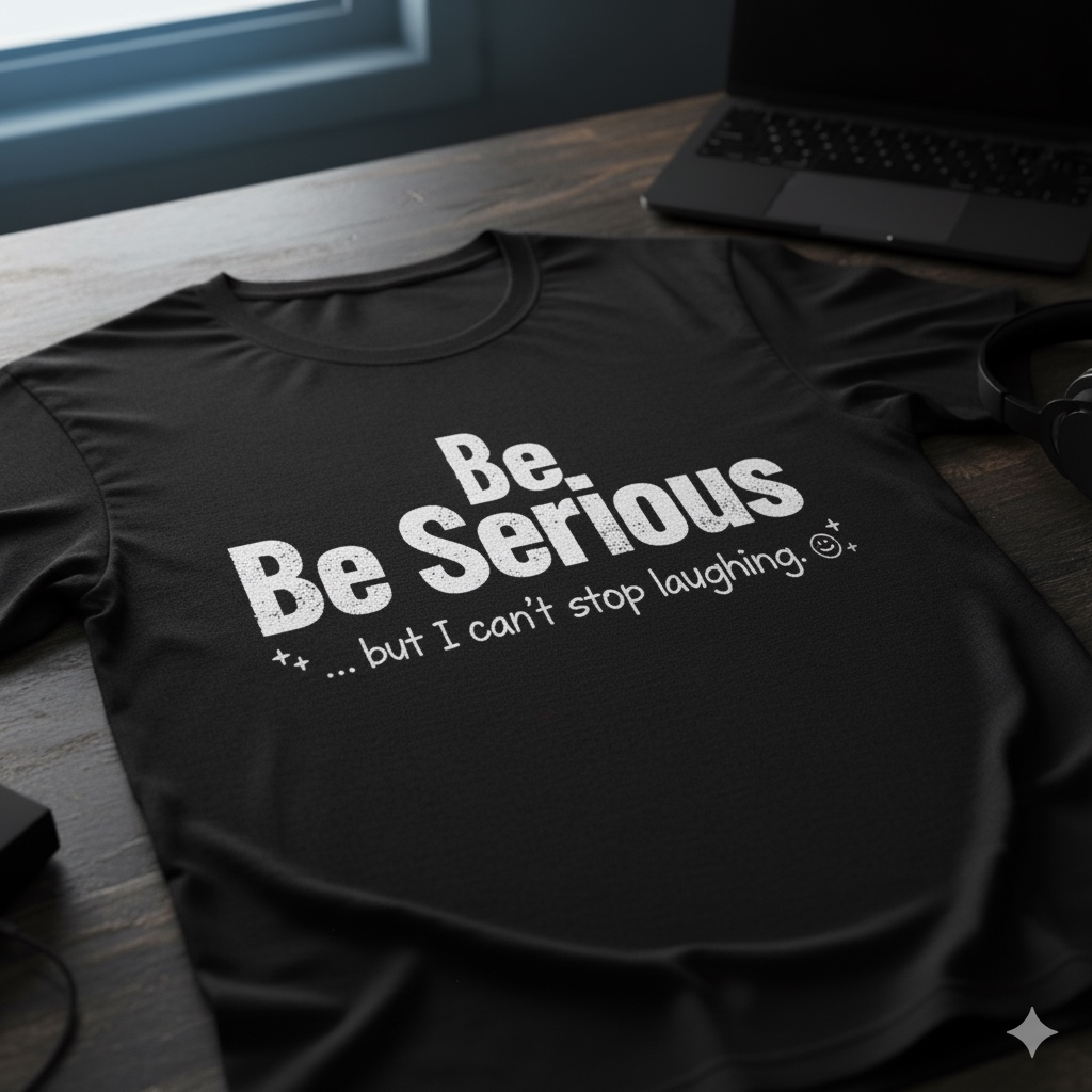 Be Serious Black CottonT-shirt