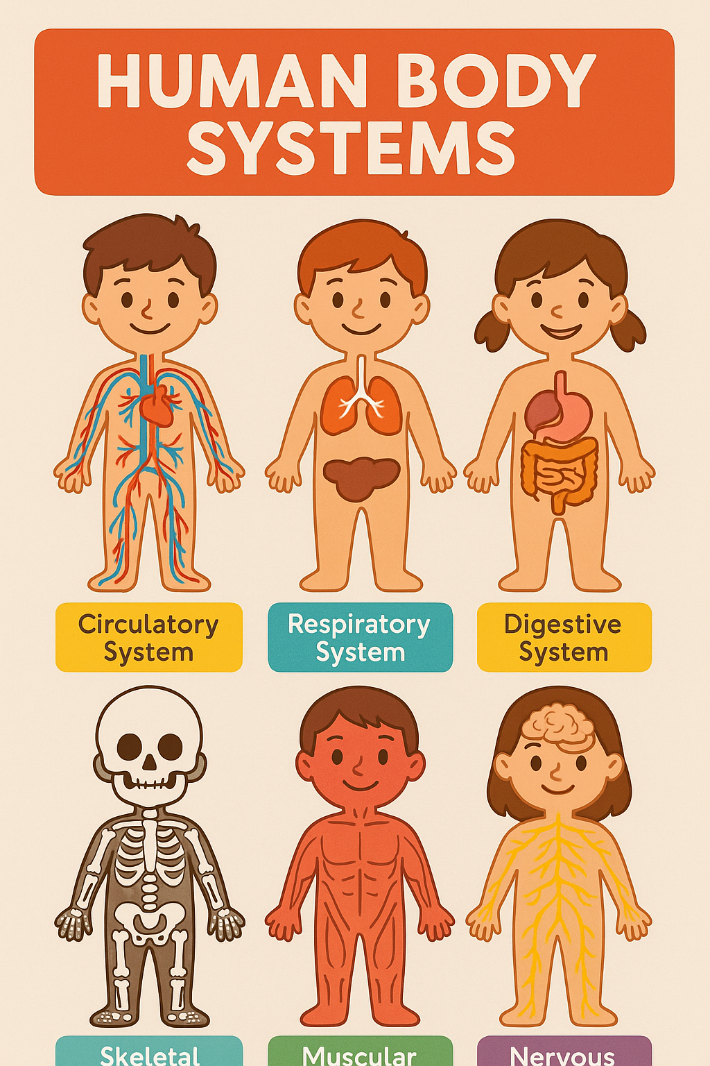 Human Body Systems Educational Poster