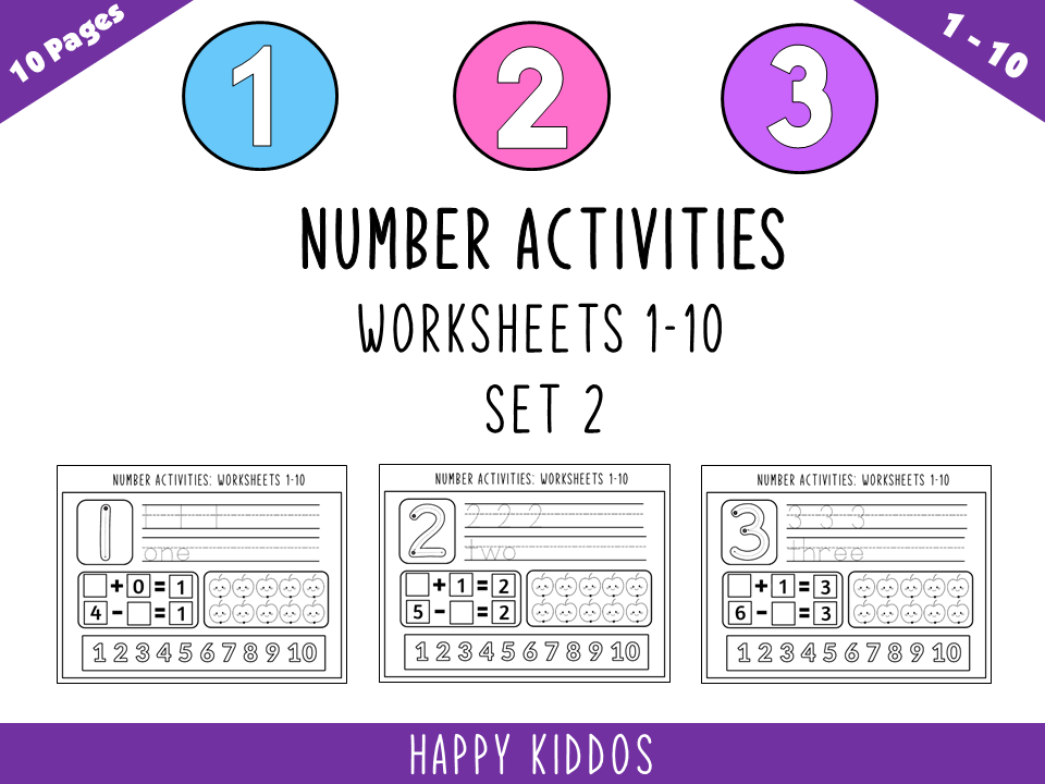 Number Activities Worksheets 1-10 Set 3