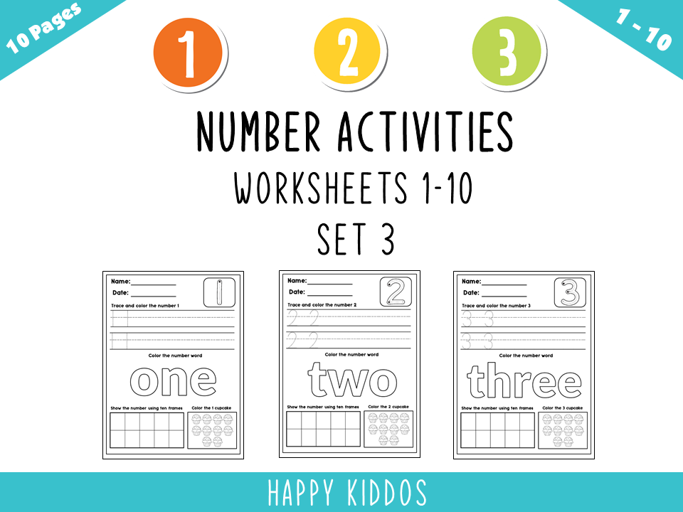 Number Activities Worksheets 1-10 Set 3