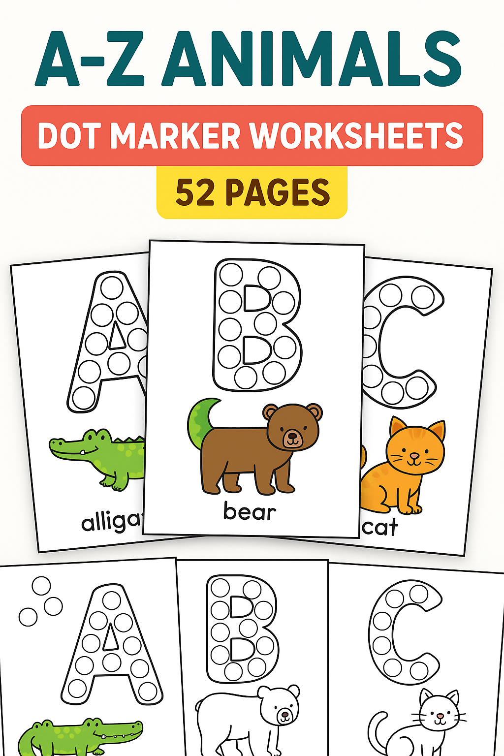 A-Z Animals Dot Marker Worksheets