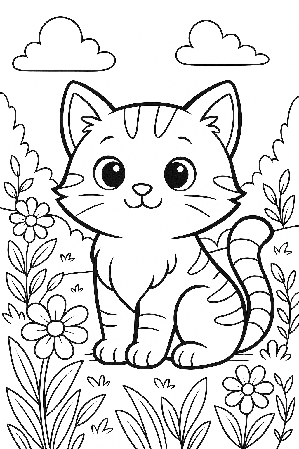 Cute Cat Coloring Page