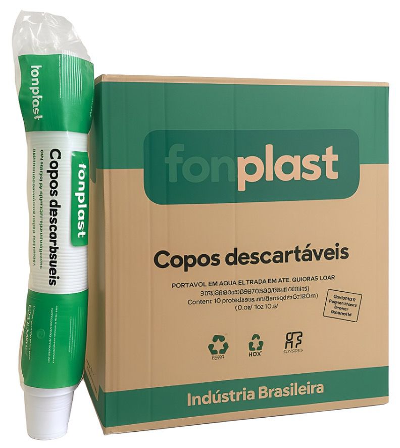  Caixa c/ 2500 Copos plásticos Fonplast branco  180ML