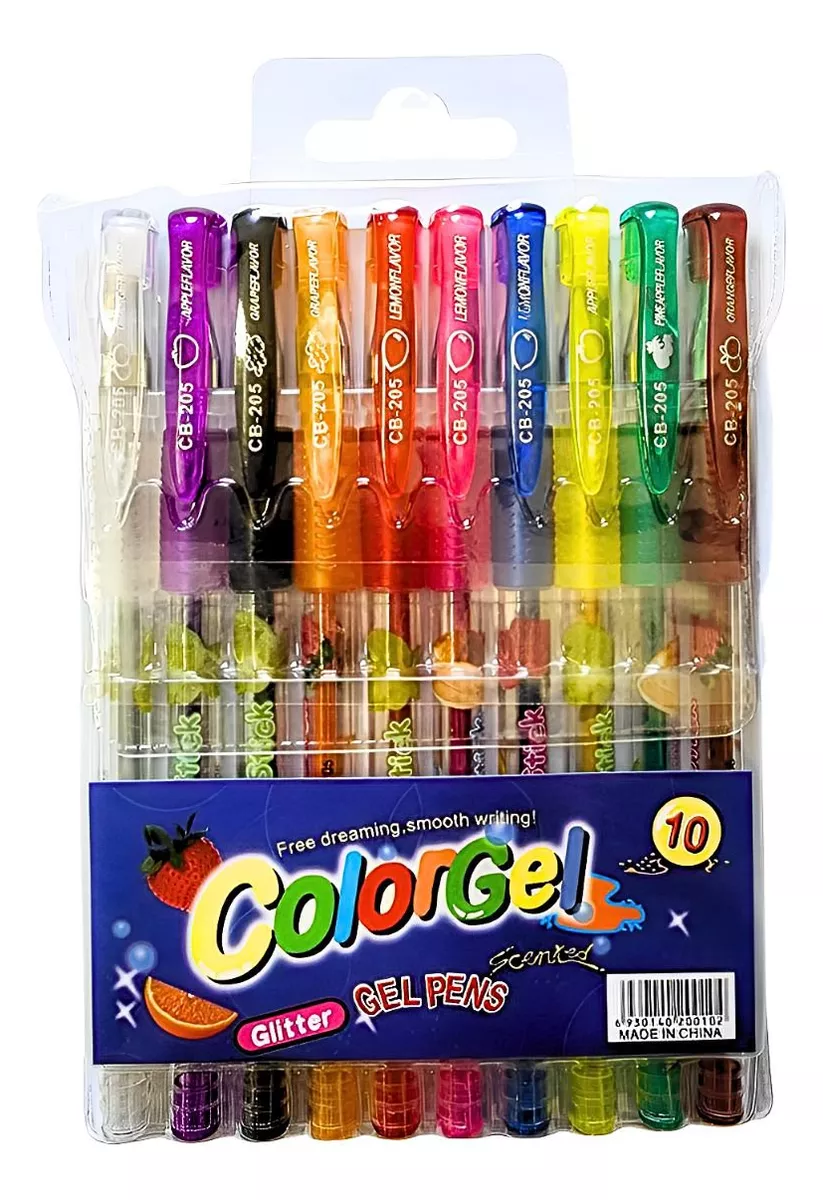Kit de Canetas Gel com Glitter Colorgel - 10 Unidades