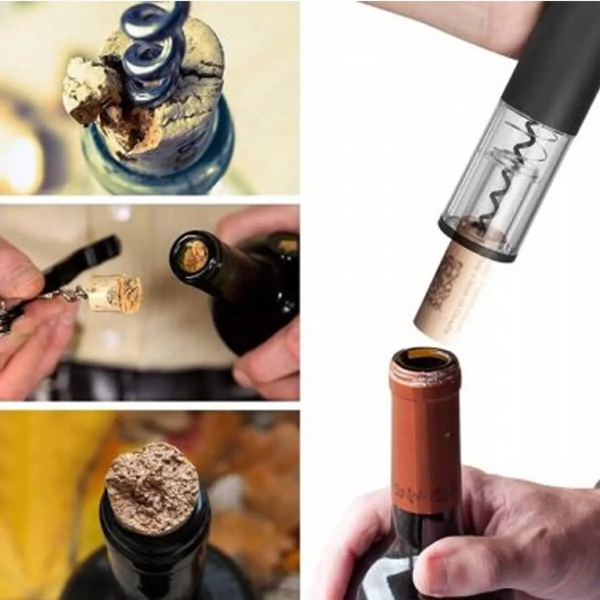 Kit Abridor de Vinho Elétrico Recarregável USB Saca Rolhas