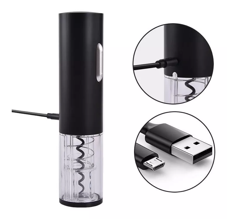 Kit Abridor de Vinho Elétrico Recarregável USB Saca Rolhas