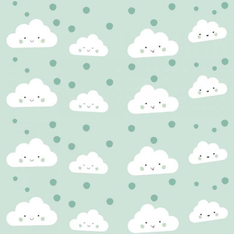 Papel De Parede Infantil Nuvem Verde