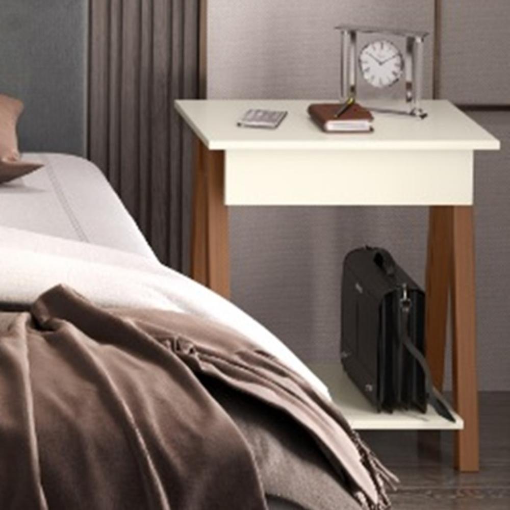 Mesa de Cabeceira Integra Finger Amadeirado Off White - DDCOFT302197