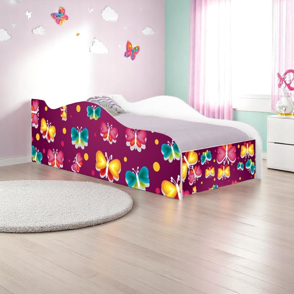 Cama Mobili Solteiro Borboletas - DDCKMCB1407SPR