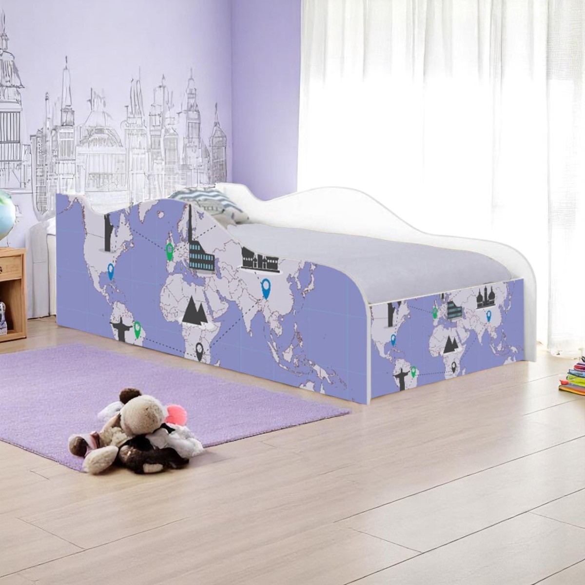 Cama Mobili Infantil Mapa Viagens - DDCKMCB1430PR
